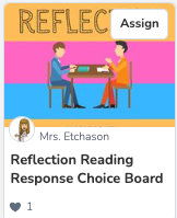 click here for the reflection choice board.