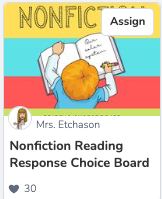 click here for the nonfiction choice board.