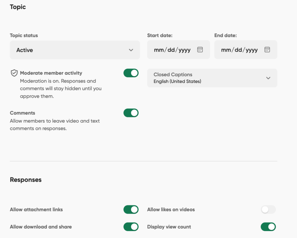 topic settings for flip
