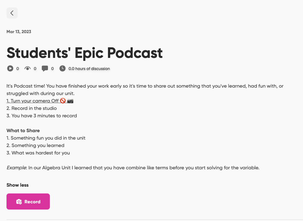student epic podcast topic
